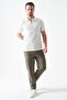 Men's Ecru Footed Collar Zippered Heavy Jacquard T-Shirt - 4