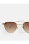 Women Brown Round Metal Frame Sunglasses - 4
