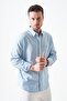 Men's Blue Long Sleeve Basic Cotton Flam Regular Shirt - 3