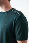 Men's Nefti-Green Crew Neck Shoulder Thick Striped Detail T-Shirt - 4