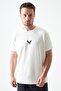 Men's Ecru Crew Neck Kartal Printed Modal T-Shirt