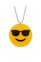 Emoji Rearview Mirror Ornament with Glasses, Short Chain Car Interior Decorative Auto Mirror Accessory