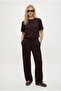 Women's Elix Modal Touch Crew Neck Waist Elastic Pocketed Brown Bottom Top Set - 3