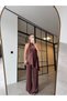 Asymmetric Satin Blouse and Pants Suit in Brown - 3