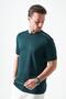 Men's Nefti-Green Crew Neck Shoulder Thick Striped Detail T-Shirt - 3