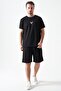 Men's Black Crew Neck Kartal Printed Modal T-Shirt - 4