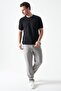 Men's Black Crew Neck Shoulder Thick Striped Detail T-Shirt - 3