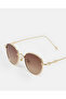 Women Brown Round Metal Frame Sunglasses - 3