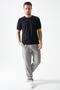 Men's Black Crew Neck Shoulder Thick Striped Detail T-Shirt - 4