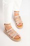 Kenyoni Women's Genuine Leather Thick Sole Sandals Beige – Antique Textured Comfortable Greek Style - 6