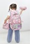 Girl's Primary School 3-Piece School Bag Set – Lunch Bag Bag with Pen Holder Pink D Patterned Backpack Bag - 5