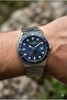 Silver Case Men's Wristwatch |   40mm Steel Case, Silver Steel Band, Blue Dial - 4