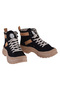 Black-Beige Linen Women's Boots - 2