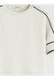 Ecru Crew Neck Striped Women's Knitwear Sweater - 6