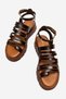 Kenyoni Women's Genuine Leather Thick Sole Sandals Brown – Antique Textured Comfortable Greek Style - 4