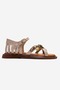 Kendrica Women's Genuine Leather Bead Detailed Sandals Beige – Antique Textured Comfortable Greek Style - 2