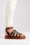Kenyoni Women's Genuine Leather Thick Sole Sandals Brown – Antique Textured Comfortable Greek Style - 7