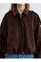 Nevavm with a Difference Lcw Vision Brown Shirt Collar Women's Suede Look Jacket - S6N525Z8-Dj7 - 4