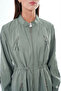 Hakim Yaka Beli Ruched Front Zip Detail Safari Cap Jacket 822 Green - 2