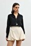 Black 100% Lyocell Striped Women's Shirt - 2