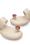 Elovisa Beige Rustic Women's Flip Flops with Stone Detail, Daily Comfortable and Stylish Slippers - 5