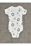 3-Pack 100% Organic Cotton Short Sleeve Penguin Patterned Snap Fastener Baby Bodysuit with Envelope Collar Undershirt - 6