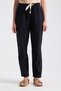 Black Women's Premium Linen Pants Comfortable Fit Seam Detail