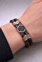 Men's Leather Bracelet with Zircon Double Tube Brown Snake Leather Si Men's Bracelet