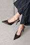 Jeres Women's Heeled Patent Leather Shoes Brown