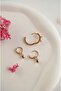 Square Stone Hoop Earring Set – 3-Piece Combination Earrings with Zircon Stones - 3