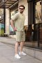 Mint Green 100% Cotton Piece Men's Shorts and Shirt Set E7360 - 6