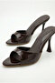 Women's Pointed Toe Thin High Heel Bitter Brown Patent Leather Evening Dress Slippers - 4
