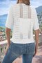 Women's Knitwear Cardigan White V-Neck Short Sleeve Buttoned Lace-Like Knit Soft-Textured Casual - 3