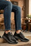 Black Genuine Leather Men's Casual Shoes - 3