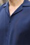 Navy Blue 100% Cotton Piece Men's Shorts and Shirt Set E7360 - 3