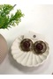 Gold Detailed Burgundy Modern Abstract Form Earrings - 2