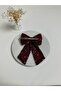 Burgundy Sequin Bow Automatic Buckle - 4