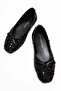 Women's Ribbon Accessory Ballet Flats Black Sequin - 5