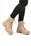 Beige Women's Heeled Boots - 2