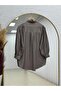 Nihan Full Stone Ruched Strawberry Shirt-Na846 Mink - 6