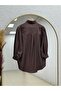 Nihan Ful Stone Detailed Ruched Strawberry Shirt-Na846 Brown - 6