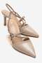 Women's Cross Heels Sandals Beige Crinkled