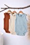 3-Piece Colorful 100% Cotton Piece Rib Knit Athlete Snap-On Badi Set