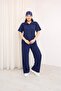 Women's Modal Fabric Polo Collar Short Sleeve Bottom Top Set - 5