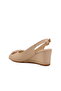 Beige Wedge Heel Women's Heeled Shoes - 4