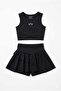 Lyrax Embossed Shorts Skirted Cropped Girls' Top and Bottom Set - 2