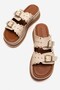 Women's Pin Double Buckled Slipper Beige - 5