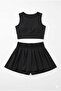 Lyrax Embossed Shorts Skirted Cropped Girls' Top and Bottom Set - 3