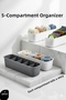 5-Compartment Cabinet and Drawer Set of 2 Organizer Boxes (Gray & White) 722440
