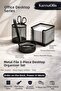 Metal File 3-Piece Desktop Organizer Set Black |   Pen Holder Note Paper Holder Paper Clip Holder Office Organizer